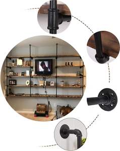 أرفف صناعية مثبتة على الحائط ، رف عتيق معلق على السقف ، رف كتب سهل الاستخدام لتخزين غرف المكاتب والمطبخ - Product Image 5