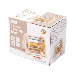 Jouets Montessori en bois naturel pour bébés, jouets éducatifs précoces pour tout-petits, tambour de bureau arc-en-ciel pour enfants, vente en gros - Product Image 1