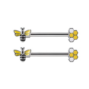 Tier-Nippelringe Barbell Shield Körperschmuck Charmante Barbell Bunte Emaille Schmetterling Nippelpiercing Stud - Product Image 5