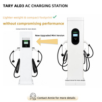 Station de recharge AC sur pied mini nouvelle génération, chargeur double pistolet, GBT/Type2/Type1/Tesla, 220V 14kW/380V 22/44kW, avec application