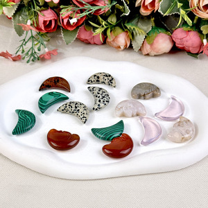Cristales de Alta Calidad de Múltiples Materiales: Ópalo Rosa, <span class=keywords><strong>Obsidiana</strong></span> Roja, Malaquita, Ágata Floral y Cristal Tallado en Forma de Luna para Decoración - Product Image 2