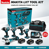 Ensemble d'outils sans fil Makita 18V 5Ah avec batterie au lithium, 9 en 1, multifonctionnel, ensemble complet d'outils électriques à batterie au lithium