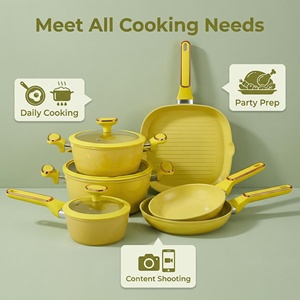 Batterie de cuisine en aluminium avec revêtement céramique antiadhésif, casseroles, poêles, poignées, poêle à frire en verre, faitout, <span class=keywords><strong>casserole</strong></span>, vente en gros - Product Image 3