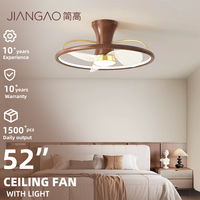 Ventilateur de plafond LED moderne de 21 pouces avec télécommande, 6 vitesses, moteur DC, en fer et bois, pour chambre et salle de bain, 110V/220V, contrôle par application