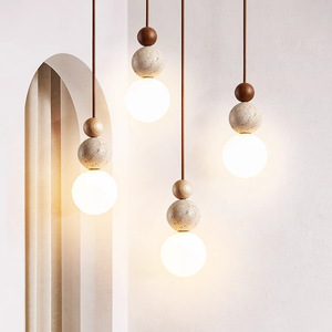Cream Style Wabi Sabi Pendant <b>Light</b> Led Round Single Head For Hotels Guesthouses Bedroom - Product Image 4