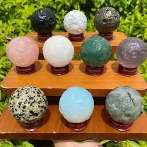 Mini luna <span class=keywords><strong>lunare</strong></span> naturale <span class=keywords><strong>pietra</strong></span> semipreziosa Non porosa-sfera quarzo rosa guarigione sfera di cristallo ametista - Product Image 1