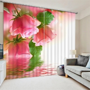 Moderne De Luxe Rose Rose Rideaux Occultants, Grand Imprimé 3D Rideau Pour Salon - Product Image 6