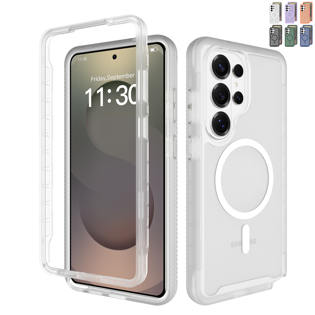 For Samsung S26 Ultra 360 Full Cover Shockproof TPU+PC Dual Layer Heavy Duty Armor Magnetic Mobile Phone Case for Galaxy S25 S26