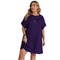 Vêtements décontractés Robe t-shirt d'été simple de couleur unie Robe t-shirt vierge de grande taille pour les femmes