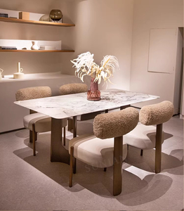 Modern High-End <strong>Dining</strong> <strong>Chair</strong> French <strong>Cream</strong> Style Lamb's Wool Fabric Simple Home Design Designer Light Luxury High Backrest <strong>Chair</strong> - Product Image 3