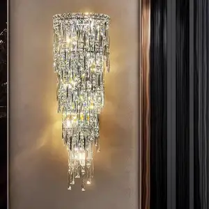 Luxury Style Crystal Bedroom Bedside Wall Lamp Living Room Tv Background Wall Corridor Wall Fitting Hotel Lobby Decorative Lamp