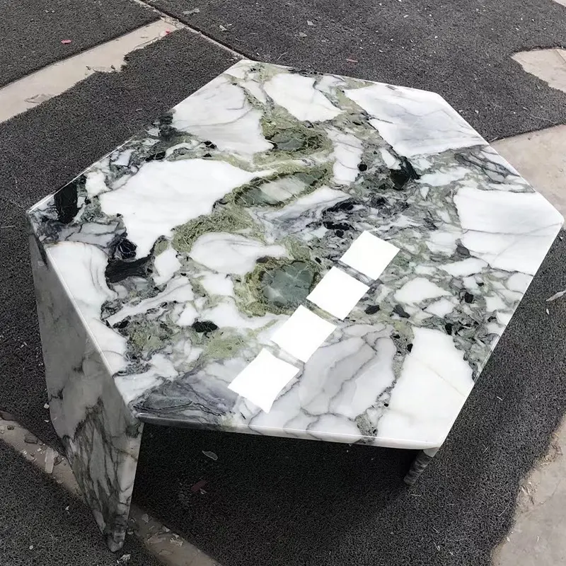 New Design Home Furniture China Ice Green Marble Table Top Green Marble Coffee Table Living Room