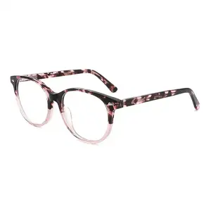 2024カスタム高品質ラウンドファッション女性アセテート光学眼鏡眼鏡ブランドメガネフレーム