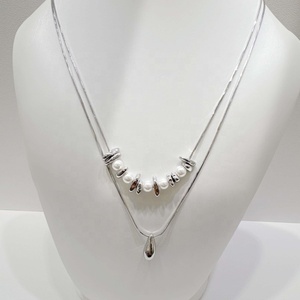 Collier de mariée en argent sterling 925, prix d'usine, design élégant, vente en gros, colliers fins pour femmes, ajustables, avec perles superposées. - Product Image 2