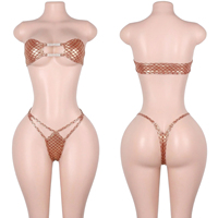Tenues de danse exotiques, ensembles de lingerie micro, vêtements et accessoires, avec motifs écailles de poisson métalliques, chaînes en strass, pour strip-tease, rave et pole dance