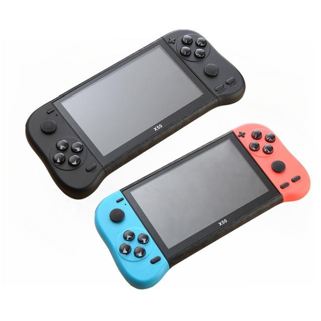 2022 New Design Hot Sale X50 5.1 Inch Portable Retro Video Game Console Handheld Game Player Built in 6800 None Repeat Games