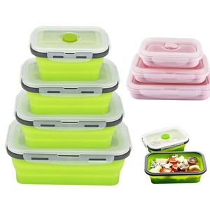 Hot Selling Reusable Food Grade Silicone Lunch Box Convenient Collapsible Food Storage Container <strong>Excellent</strong> Portable Lunches - Product Image 1