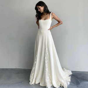 bridesmaid dresses mcallen Deep V-neck Long Mermaid Elastic Satin Bridesmaid Dresses, Ivory Bridesmaid  Dresses, Side Slit Bridesmaid Dresses