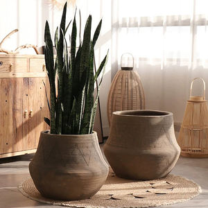 Nordic Rustic Vintage Home Decor <strong>Extra</strong> <strong>Large</strong> Garden Pot Indoor and <strong>Outdoor</strong> Fiber Caly Pot Floor Flower Pots &amp; <strong>Planters</strong> - Product Image 1
