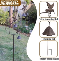 Décoration de jardin rustique en métal Oniya, carillon à vent en forme de colibri, ornement d'oiseau pour l'extérieur, art pour pelouse, patio, cour arrière