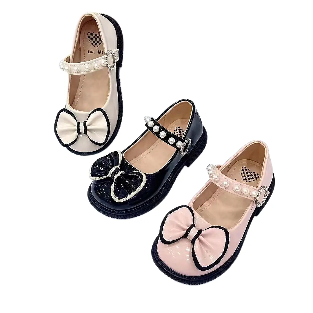 New 2022 Girl S Princess Shoes Flower Mary Jane Flat Shoes for Girl PU Leather Party Wedding Dress Shoes for Little Girl Big Kid