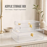 Boîte en acrylique transparente sur mesure pour bureau, boîte de rangement pour bijoux avec serrure dorée, boîte de présentation