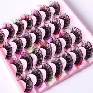 Faux cils synthétiques en vison, effet volumineux, colorés, personnalisés, effet œil de chat, bande complète, épaisseur 0,07 mm, longueur 20 mm, plateau rose - Product Image 5