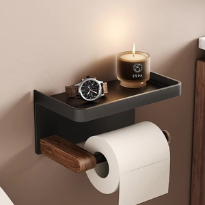 Nuevo Estante <span class=keywords><strong>de</strong></span> Almacenamiento Estilo Nogal Mejorado, Sin Necesidad <span class=keywords><strong>de</strong></span> Perforación, para Baño, Estante para Papel Higiénico Resistente y Duradero - Product Image 1