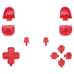 Clear <b>Red</b> DIY D-pad R1 L1 R2 L2 Triggers Face Buttons Custom Full Set Buttons for <b>PS5</b> <b>Controller</b> BDM-030/040/050/060 - Product Image 2