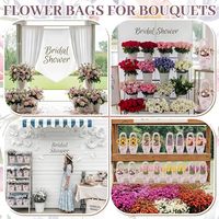 Sacs en papier kraft avec poignées pour bouquets floraux, pour mariages, fêtes prénuptiales, fiançailles (rose)