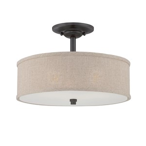 Lámpara de Techo Semi-Pendiente Moderna de Estilo Bohemio con Forma de Cuenco de Latón y Ratán Blanqueado |   Iluminación Natural para Espacios de Relajación en Hoteles - Product Image 3