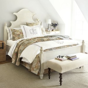 <span class=keywords><strong>Letto</strong></span> Matrimoniale in Legno Massello Bianco Invecchiato Stile Vintage Francese con Testiera Decorata a Testa di Uccello, <span class=keywords><strong>Letto</strong></span> per Camera da <span class=keywords><strong>Letto</strong></span> Principale in Stile Rustico - Product Image 2