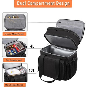 Sac à déjeuner <span class=keywords><strong>isotherme</strong></span> grande capacité, sac <span class=keywords><strong>isotherme</strong></span> double couche avec bandoulière réglable, boîte à déjeuner/pique-nique étanche - Product Image 5