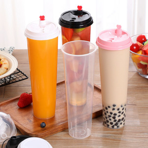 32oz 1000ml giá rẻ tùy chỉnh in ấn cấp thực phẩm PP tiêm trong suốt BOBA trà nước giải khát nước trái cây cốc nhựa với nắp - Product Image 1