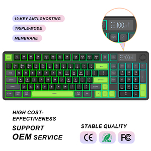 <span class=keywords><strong>Clavier</strong></span> de jeu à membrane triple mode filaire, Bluetooth, sans fil 2.4G, USB-C, RGB, avec bouton rotatif et écran d'affichage pour ordinateur de bureau - Product Image 1