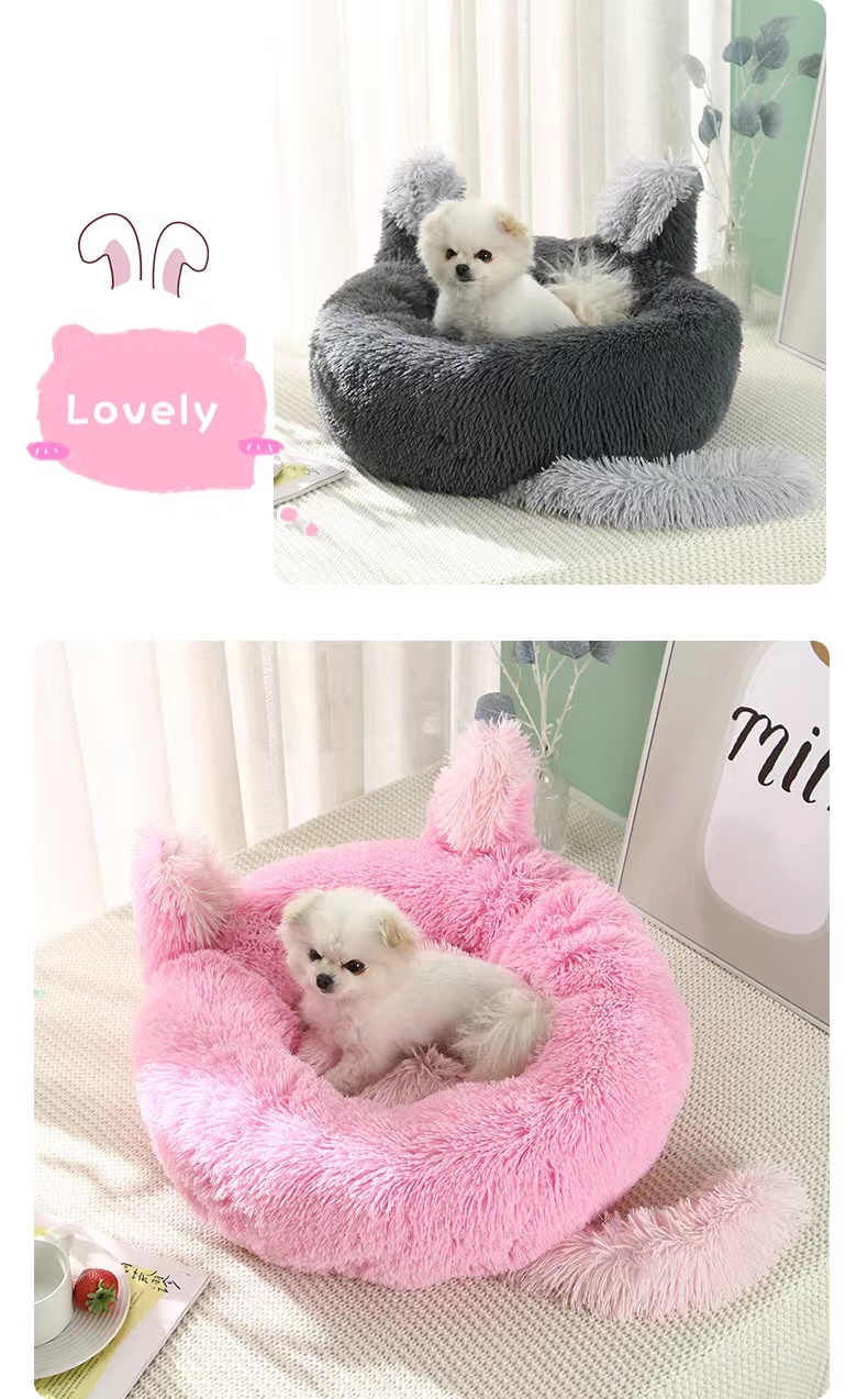 Cute Pretty Rabbit Ears Heating Winter Pet Calming Beds Sofa Wear Resisting