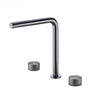 Grifo mezclador de caída de agua de baño cromado negro de diseño moderno, <span class=keywords><strong>grifos</strong></span> de lavabo ocultos termostáticos de dos funciones - Product Image 2