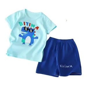 23 New children's short -sleeved set pure cotton girl new summer boys T -shirt shorts baby Korean half -sleeved children's cloth