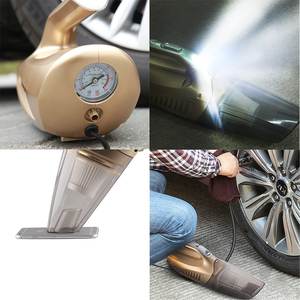 Aspiradora portátil para coche con bomba de aire, funciona con batería de 12V, diseño con cable en color dorado para limpieza de vehículos. - Product Image 4