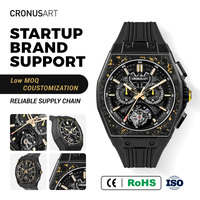 Montre automatique squelette tourbillon pour homme CRONUSART, lumineuse, étanche, bracelet en fibre de carbone, montre-bracelet de luxe