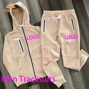 사용자 정의 로고 브랜드 남자 Tracksuit 의류 가을 겨울 운동 스포츠 착용 전체 지퍼 조깅 체육관 후드 Sweatsuit 세트