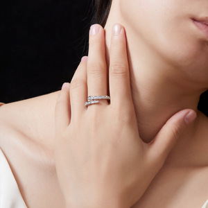 Women's S925 Sterling Silver Snake Classic Moissanite Eternity Band <b>Open</b> <b>Ring</b> 18K Gold Plated Adjustable Stackable Women Band - Product Image 3