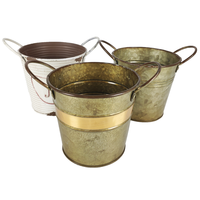 Pot de fleurs en métal pour décoration de jardin vintage Mini jardinière galvanisée Pot à bougies avec poignées