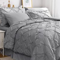 Prêt à expédier pour 90gsm microfibre Pintuck gris housse de couette 3pc Set Grey Queen size housse de couette avec 2 taies d'oreiller