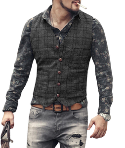 เสื้อกั๊กผู้ชายสำหรับฤดูหนาว คุณภาพสูง ขายส่ง ผลิตจากผ้าขนสัตว์ ป้องกันการเป็นขุย กระดุมแถวเดียว เหมาะสำหรับใส่ทำงานหรือโอกาสทางการ - Product Image 1