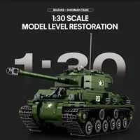 Reobrix 77030 Nueva Serie de Tanques, Modelo de Tanque de Batalla Principal de la Segunda Guerra Mundial, Bloques de Construcción para Exhibición en Escritorio, Juguetes DIY para Niños, Regalo, Sets de Bloques de Construcción