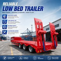 Semi-remorque surbaissée fiable à trois essieux pour le transport de machines lourdes (excavatrices, bulldozers) – Lowboy
