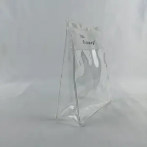 Şeffaf özel baskılı marka Logo temizle PVC Zip kilit sürgüsü plastik torba kozmetik