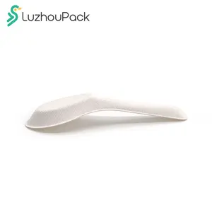 LuzhouPack Disposable Asian Soup Spoons Chinese White Sugarcane PFAS-Free Heavyweight Bagasse Material For Restaurants