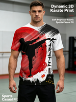 T-shirt unisexe décontracté à col rond et manches courtes avec imprimé numérique 3D motif karaté, nouveauté transfrontalière